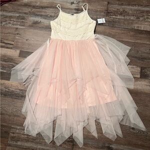 Zenzi Girls Elegant Pink and Cream Tulle Dress